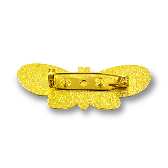 Large gold enamel moth blue eucalyptus pin - Picture 4 of 7